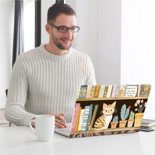Universal Laptop Skin, DIY Cut-to-Fit Vinyl Cover Compatible with HP, Dell, Lenovo, Mac (13.3" to 15.6"), Anti-Scratch, No Residue & Bubble-Free Protective Decal Sticker, Cute Cat Bookshelf - color: Cute Cat Bookshelf
