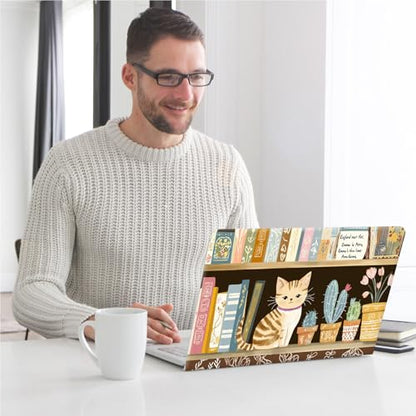 Universal Laptop Skin, DIY Cut-to-Fit Vinyl Cover Compatible with HP, Dell, Lenovo, Mac (13.3" to 15.6"), Anti-Scratch, No Residue & Bubble-Free Protective Decal Sticker, Cute Cat Bookshelf - color: Cute Cat Bookshelf