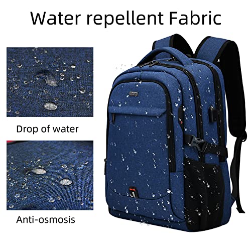 17 Inch Laptop Backpack for Travel Water Resistant College Backpack for Men Women Laptop Bag with USB Charging Port,Blue - color: Blue