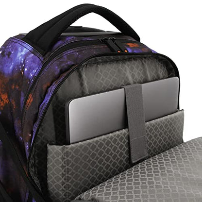 J World Lunar Rolling Backpack. Laptop Bag With Wheels. Wheeled Carry-On Travel Luggage, Galaxy, 19.5 x 13 x 8 Inches - color: Galaxy