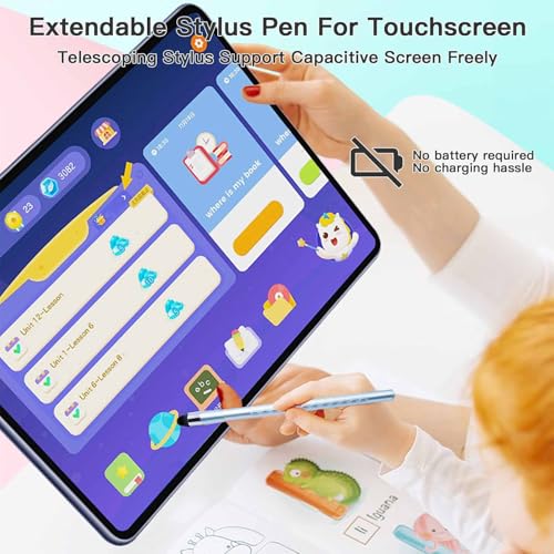Extra Long Telescopic Stylus Pen for Touch Screens – Retractable Extendable Stylus with Precision Flocking Tip, Universal Compatibility with iPad/iPhone/Android, Lightweight & Durable (Blue) - color: Blue