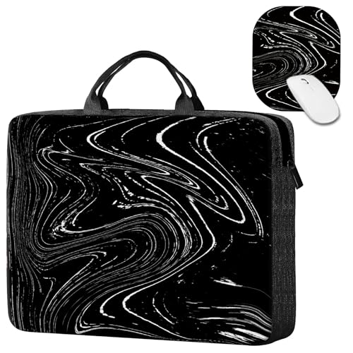 Laptop Sleeve Case 15 inch Plus Cute Mousepad, Black White Dirty Retro Slim Carrying Case Durable Handbag Protective Travel Laptop Bag for 13-15 inch Tablet,Laptop, Ultrabook Notebook - color: Black White Dirty Retro, size: 15 Inch