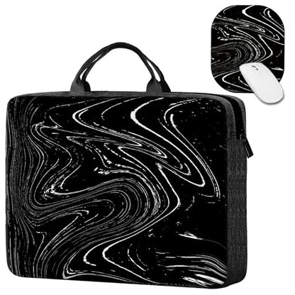 Laptop Sleeve Case 15 inch Plus Cute Mousepad, Black White Dirty Retro Slim Carrying Case Durable Handbag Protective Travel Laptop Bag for 13-15 inch Tablet,Laptop, Ultrabook Notebook - color: Black White Dirty Retro, size: 15 Inch