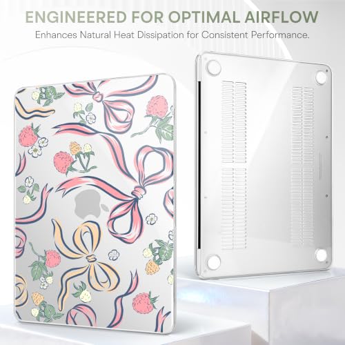 Compatible with MacBook Neo 13 inch (2026 Release A3404) (A18 Pro) with Liquid Retina Display, Printed Slim Protective Case with Screen Protector & Keybaord Cover, Raspberry Bows - color: Raspberry Bows