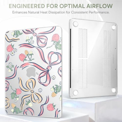 Compatible with MacBook Neo 13 inch (2026 Release A3404) (A18 Pro) with Liquid Retina Display, Printed Slim Protective Case with Screen Protector & Keybaord Cover, Raspberry Bows - color: Raspberry Bows