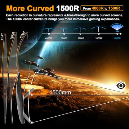 SANSUI 24 Inch Curved Gaming Monitor up to 180Hz MPRT 1ms with Built-in Speakers,FHD 1080P Computer Monitor Freesync 130% sRGB HDR,HDMI DP Ports VESA Mount Metal Stand(ES-G24C1 HDMI Cable Included) - size: 24.01