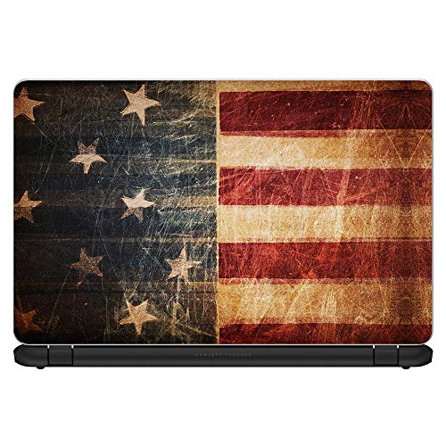 Flags | Custom Fit Made to Order Laptop Notebook Skin Vinyl Sticker Cover Decal Fits 13.3" 14" 15.6" 16" HP Lenovo Apple Mac Dell Compaq Acer Vintage American Flag Distressed red White Blue - color: Style 5