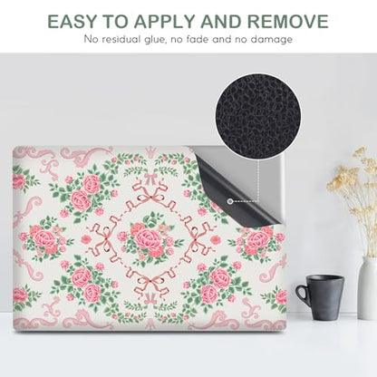 DINKY Laptop Skin Sticker Decal 15.6" 15.4" 12" 13" 13.3" 14" 15 inch Laptop Universal Vinyl Skin Stickers Cover Art Decal Notebook PC Personalized Protector, Pink Floral Bow - color: Pink Floral Bow