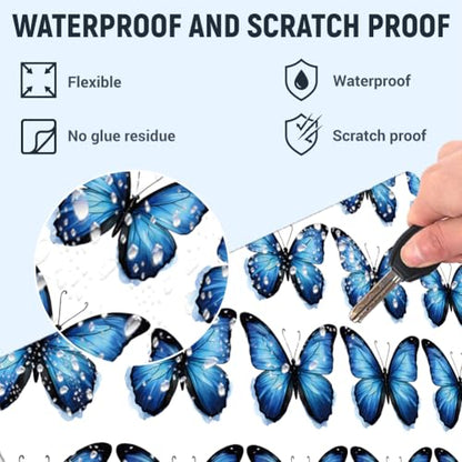 3Pcs Laptop Skin Sticker Decal Butterfly PVC Laptop Sticker Fits for 12-16 Inch Notebook Waterproof Scratch Proof Universal Notebook PC Personalized Protector Gift - style: butterfly