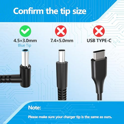 45W Charger Compatible with HP Laptop Charger Blue Tip 4.5mm,741727-001 TPN-C125 HSTNN-LA40 HSTNN-DA40 854054-002 HSTNN-CA40 740015-002 740015-003 740015-004 15-f387wm 15-f272wm 15-f233wm - color: black1