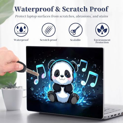 Universal Laptop Protective Skin,Trim-to-Fit Vinyl Sticker for 13–16 Inch Laptop,MacBook,Tablet & Notebook,Scratch-Proof Waterproof Cover,Music Panda - color: Music Panda