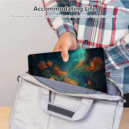 Universal Laptop Skin Sticker with 2 Wrist Pad Skins, Waterproof Scratch Resistant Vinyl Laptop Cover Decal, Cut to Fit for 11–15.6 Inch MacBook HP Dell Lenovo, Flowers Sea at Night - color: Flowers Sea at Night