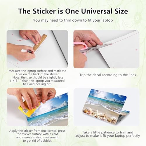 Laptop Skin Sticker Decal, Universal Reusable Vinyl Laptop Cover for 12" 13" 13.3" 14" 15" 15.4" 15.6" Notebook PC, Reusable Waterproof Scratch-Resistant with 2 Wrist Pads,Beach Starfish - color: Beach Starfish