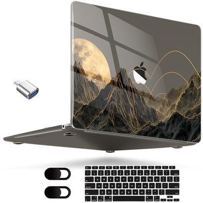 MEEgoodo for M2 MacBook Pro 13 inch Case 2022 2021 2020,Crystal Cover Fit Model A2338 M2/M1 A2251 A2289,Flexible Plastic Case for 13.3-inch Laptop,Hard Shell for MacBook Pro M2,Glowing Lines Full Moon - color: Glowing Lines Full Moon