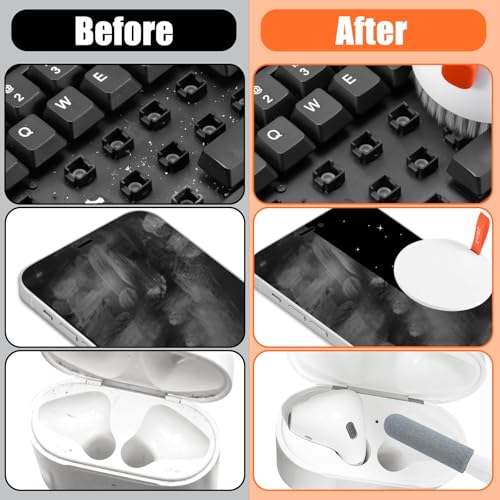 20-in-1 Laptop Phone Screen Earbud Cleaning Kit, Keyboard Cleaner Kit, Keyboard Cleaning Kit with Electronic Cleaning Brush Spray for Airpods Pro, iPad, iPhone Pro, Camera, Computer Cleaning - color: WHITE