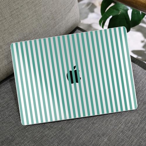 MEEgoodo Case for M5/M4/M3/M2 MacBook Air 15 inch Case 2026 2025 2024 2023, Laptop Shell Fit Model (A3448/A3241/A3114/A2941) for MacBook Air 15.3-inch, Green Stripes - color: Green Stripes