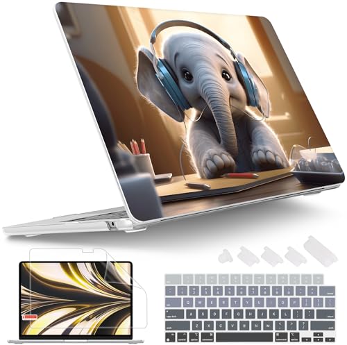 Tuiklol for MacBook Air 13 inch Case M5 2026 M4 2025 M3 2024 M2 2022 Release Model A3449 A3240 A3113 A2681,Plastic Hard Shell Cover for MacBook Air 13.6 with Touch ID, Elephant - color: Elephant
