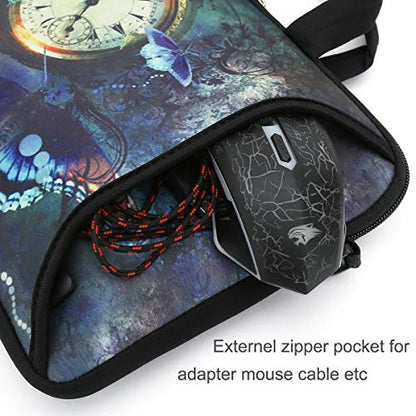 11 11.6 12 12.5 13 inches Chromebook/Notebook PC Messenger Bag Travel Case Neoprene Handle Sleeve with Shoulder Strap (11-13.3 inch, Clock &Butterfly) - color: Clock & Butterfly, size: 11-13.3 inch