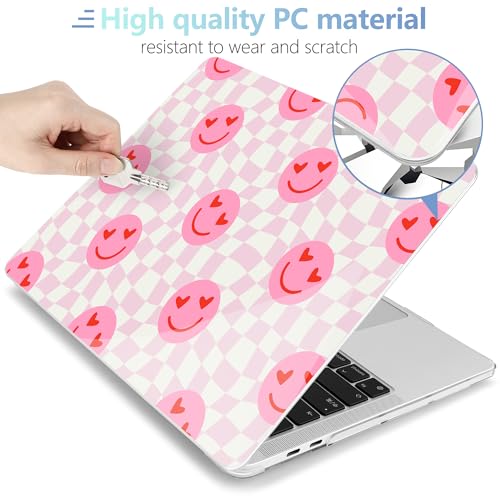 MEEgoodo for M2 MacBook Pro 13 inch Case 2022 2021 2020,Crystal Cover Fit Model A2338 M2/M1 A2251 A2289,Clear Case for 13.3-inch Laptop,Hard Shell for MacBook Pro M2, Checkered Pink Hearts - color: Checkered Pink Hearts