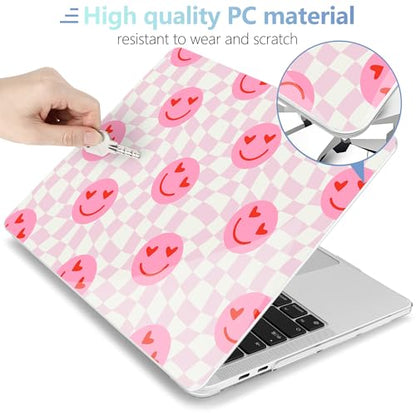 MEEgoodo for M2 MacBook Pro 13 inch Case 2022 2021 2020,Crystal Cover Fit Model A2338 M2/M1 A2251 A2289,Clear Case for 13.3-inch Laptop,Hard Shell for MacBook Pro M2, Checkered Pink Hearts - color: Checkered Pink Hearts
