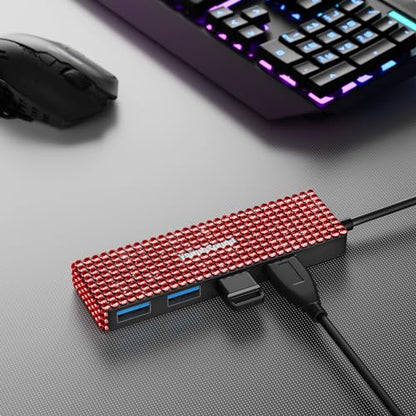 USB Splitter for Laptop, Laptop USB Port Expander, USB Hub Adapter for PC,MacBook Pro,Mac Air,Surface, Flash Drive, SSD,Gaming, Red - size: Red A+C to 4 USB