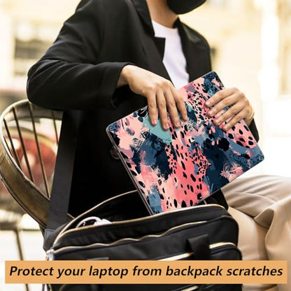 12.1”-15.6” Laptop Skin Sticker (Fits 13”, 13.3”, 14”, 15”, 15.4”) | Reusable Universal Protective Vinyl Art Decal Cover | Waterproof & Scratch-Resistant |Blue Pink Leopard Print Abstract - color: Blue Pink Leopard Print Abstract