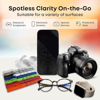 Sparkle Anti-Reflective Safe Pen Lens Cleaner Spray kit - (3) 0.3oz Glasses Cleaner Pen Spray & (2) Microfiber Cloth for Eyeglasses, Sunglasses, Lenses, Screens and Camera Cleaning Kit (5 Piece Set)