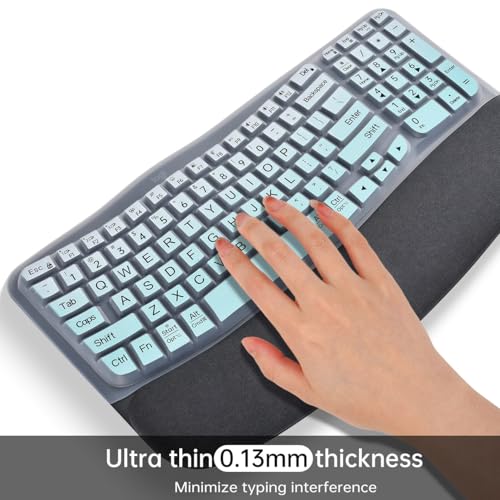 Large Print Keyboard Cover Skin for Logitech Wave Keys MK670 Combo Keyboard Skin, Logitech Wave Keys Wireless Ergonomic Keyboards Cover Protector Skins Accessories, Ombre Mint - color: Ombre Mint-Large