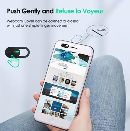 Webcam Privacy Slider Cover for Laptop, Phone, Tablet, Black, Ultra Thin 0.8mm, 18mm x 9mm, 5 Pack