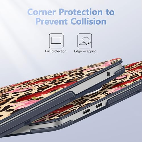 May Chen Case for MacBook Pro 13 inch M2 2023,2022,2021,2020 A2338 M1 A2251 A2289, Plastic Hard Shell Case for MacBook Pro 13" with Touch Bar Fits Touch ID, Cherry & Cheetah - color: Cherry and cheetah