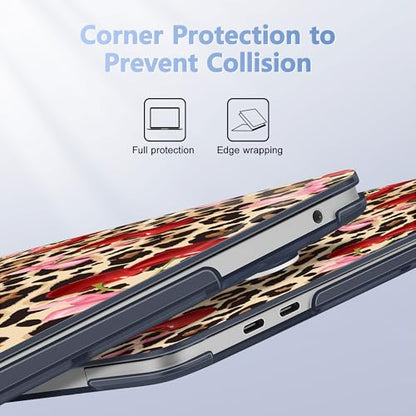 May Chen Case for MacBook Pro 13 inch M2 2023,2022,2021,2020 A2338 M1 A2251 A2289, Plastic Hard Shell Case for MacBook Pro 13" with Touch Bar Fits Touch ID, Cherry & Cheetah - color: Cherry and cheetah