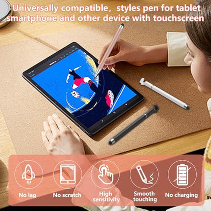 3 in 1 Stylus Pen for Touchscreen,iPad,iPhone,Stylus Pens | LAPOCOVER Stylus Pens,High Precision & Sensitivity, Compatible for iPad/Android Tablets, Laptop and Touchscreens - color: Black/White/Rose Gold