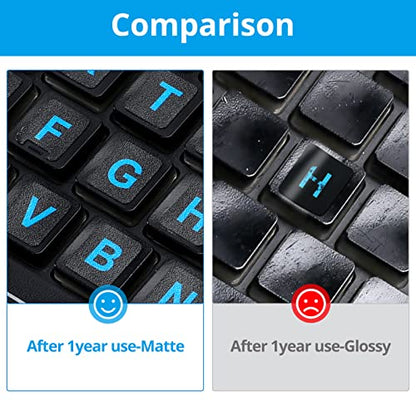 English Keyboard Sticker[5 in 1],Super Clear Large Print Keyboard Sticker with Bold Blue Lettering on Black Background,Durable Keyboard Alphabet Sticker for Laptop Desktop Computer - color: Big Font Blue Letter
