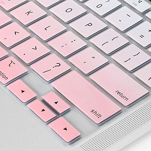 ProElife Keyboard Cover Skin for 2021 2020 MacBook Air 13 Inch (MODLE A2179 and A2337 Apple M1 Chip, U.S Layout) with Touch ID Keyboard Accessories Ultra Thin Silicone Protector (Light Pink Ombre) | Light Pink Ombre, U.S. Layout, Non-interference Design f