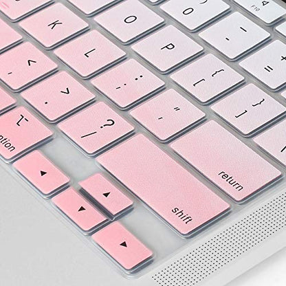 ProElife Keyboard Cover Skin for 2021 2020 MacBook Air 13 Inch (MODLE A2179 and A2337 Apple M1 Chip, U.S Layout) with Touch ID Keyboard Accessories Ultra Thin Silicone Protector (Light Pink Ombre) | Light Pink Ombre, U.S. Layout, Non-interference Design f