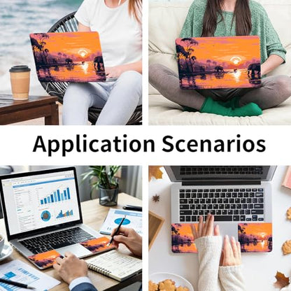 15.6 Inch Laptop Skin Sticker, Reusable Vinyl Cover Protector with 2 Wrist Pad Skins, Removable Waterproof Scratch-Resistant for 12-15.6 Inch Laptop Notebook,Elephants Sunset - color: Elephants Sunset