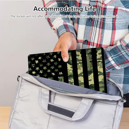 Universal Laptop Skin Sticker with 2 Wrist Pad Skins, Waterproof Scratch Resistant Vinyl Laptop Cover Decal, Cut to Fit for 11–15.6 Inch MacBook HP Dell Lenovo, Camo Flag - color: Camo Flag