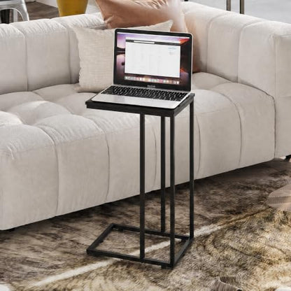 WLIVE Black Side Table,C Shaped End Table for Bedroom, Home Office, Dorm, Living Room Couch Tables, C Shaped TV Tray Table, 2-Tier Side Tables - color: Relief Black