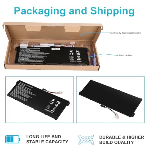 TREE.NB AP20CBL Laptop Battery Replacement for Acer Aspire 5 A515-45 A515-46 A515-45G Aspire 7 A715-43G Swift 3 SF314-43 SF314-511 Vero AV15-51 TravelMate Spin B3 B311RNA-32 - size: 10.24x3.31x0.2inch AP20CBL