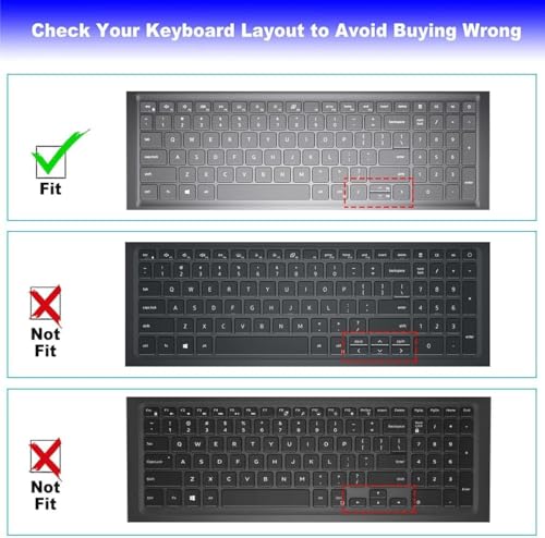 Large Print Keyboard Cover for 15.6" Dell Inspiron 15 3510 3511 3515 3525 3530 3535 5510 5515 5518 7510, 2025 Dell 15 Laptop DC15250 DC15255 15.6, Vostro 3510 3520 3530 5510 5515 15.6, Latitude 3520 - color: BK