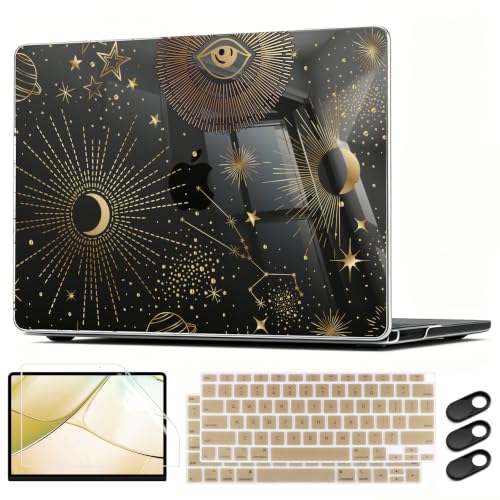 CISSOOK Compatible with MacBook Air 13 inch Case A2337 A2179 A1932 | 2021 2020 2019 2018, Hard Shell Case Keyboard Cover Screen Protector for MacBook Air 13 M1, Moon Star - color: Moon Star