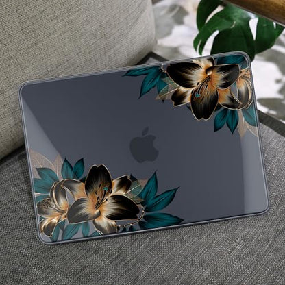 MEEgoodo 4-in-1 Printed Case for MacBook Neo 13 inch 2026 Release Model A3404, Laptop Hard Shell Cases with Keyboard Skin & Screen Protector & Webcam Covers, Golden Lilies - color: Golden Lilies