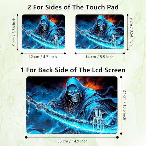 Laptop Skin Sticker Decal, Universal Reusable Vinyl Laptop Cover for 12" 13" 13.3" 14" 15" 15.4" 15.6" Notebook PC, Waterproof Scratch-Resistant with 2 Wrist Pads, Easy to Apply & Remove,Death Skull - color: Death Skull