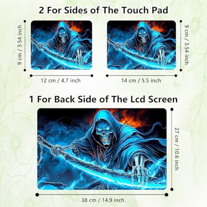 Laptop Skin Sticker Decal, Universal Reusable Vinyl Laptop Cover for 12" 13" 13.3" 14" 15" 15.4" 15.6" Notebook PC, Waterproof Scratch-Resistant with 2 Wrist Pads, Easy to Apply & Remove,Death Skull - color: Death Skull