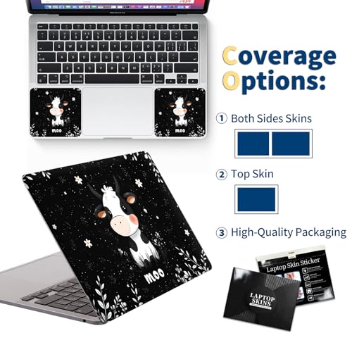 Universal Laptop Skin for 13-16 Inch Laptops,Vinyl Protective Sticker Decal,Easy DIY Trim-to-Fit for HP/Dell/MacBook,Bubble-Free & Removable,Cute Cow - color: Cute Cow