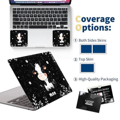 Universal Laptop Skin for 13-16 Inch Laptops,Vinyl Protective Sticker Decal,Easy DIY Trim-to-Fit for HP/Dell/MacBook,Bubble-Free & Removable,Cute Cow - color: Cute Cow