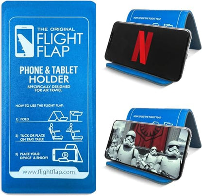 Airplane Phone Holder - Foldable Phone Stand for Plane Travel | Aluminum Build, 9 x 4.3 in. Matte Blue Finish, Tabletop Mount Desk, Plane Tray Seat back, Treadmill, Fits iPhone Cell Phone - color: Blue, size: Large
