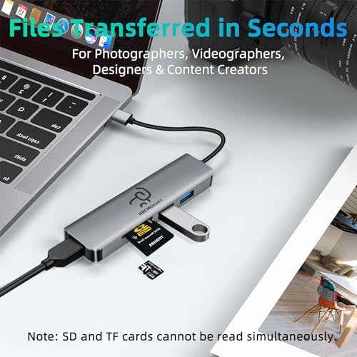 USB A Hub 5-in-1 Aluminum Adapter, with USB 3.0, USB 2.0 Ports, SD/TF Card Reader, for A Port Laptop, PC, Desktop,PS4/5, Xbox and More
