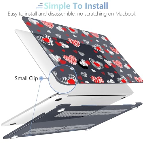 MEEgoodo for M2 MacBook Pro 13 inch Case 2022 2021 2020,Crystal Cover Fit Model A2338 M2/M1 A2251 A2289,Clear Case for 13.3-inch Laptop,Hard Shell for MacBook Pro M2, Red & White Hearts - color: Red & White Hearts