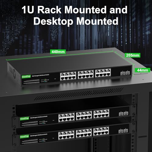 2.5Gb Managed Switch 26 Port: 24 x 2.5Gb + 2 x 10G SFP+, VLAN/QOS/LACP/DHCP | Smart Managed Switch | Multi-Gigabit Network Switch | 160Gbps Bandwidth | Metal Housing| Fan Cooling | 1U Rack